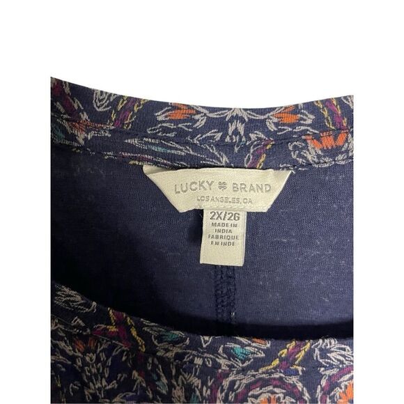 NWT Lucky Brand Plus Boho Paisley Cotton Modal Blend Top Size 2X - Picture 2 of 6